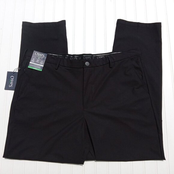 CHAPS Dress Pants Mens 42 x 32 Black Performance Flat Front Slim Fit Golf Pant - Picture 10 of 10